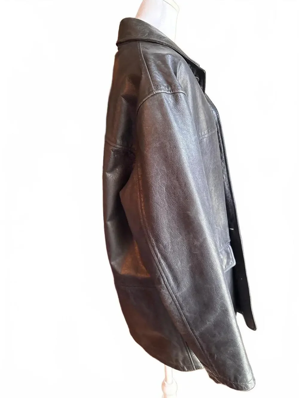 Vintage J. Crew Men’s Leather Car Coat L
